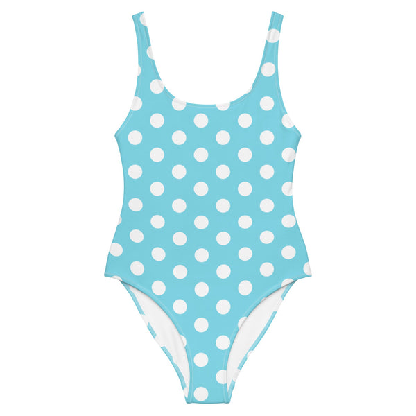 Polka Dot One-Piece Swimsuit in Sky Blue