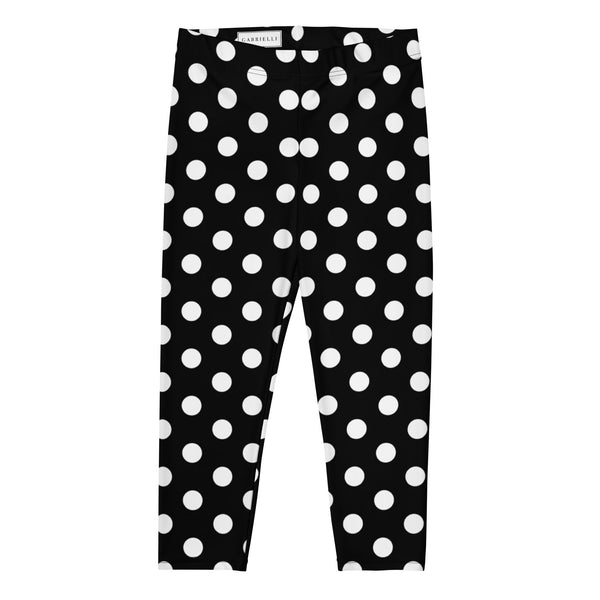 women's capri leggings in black with polka dot print