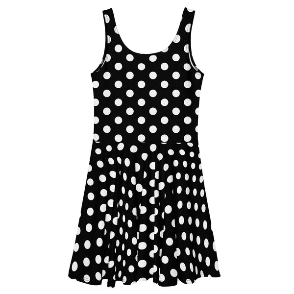 fit and flare black polka dot dress