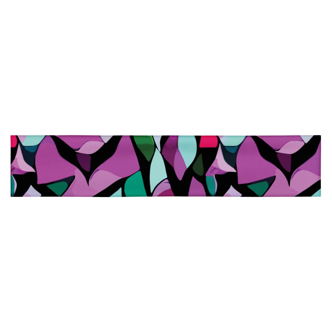 stretchy headband with a purple abstract print by The Gabrielli