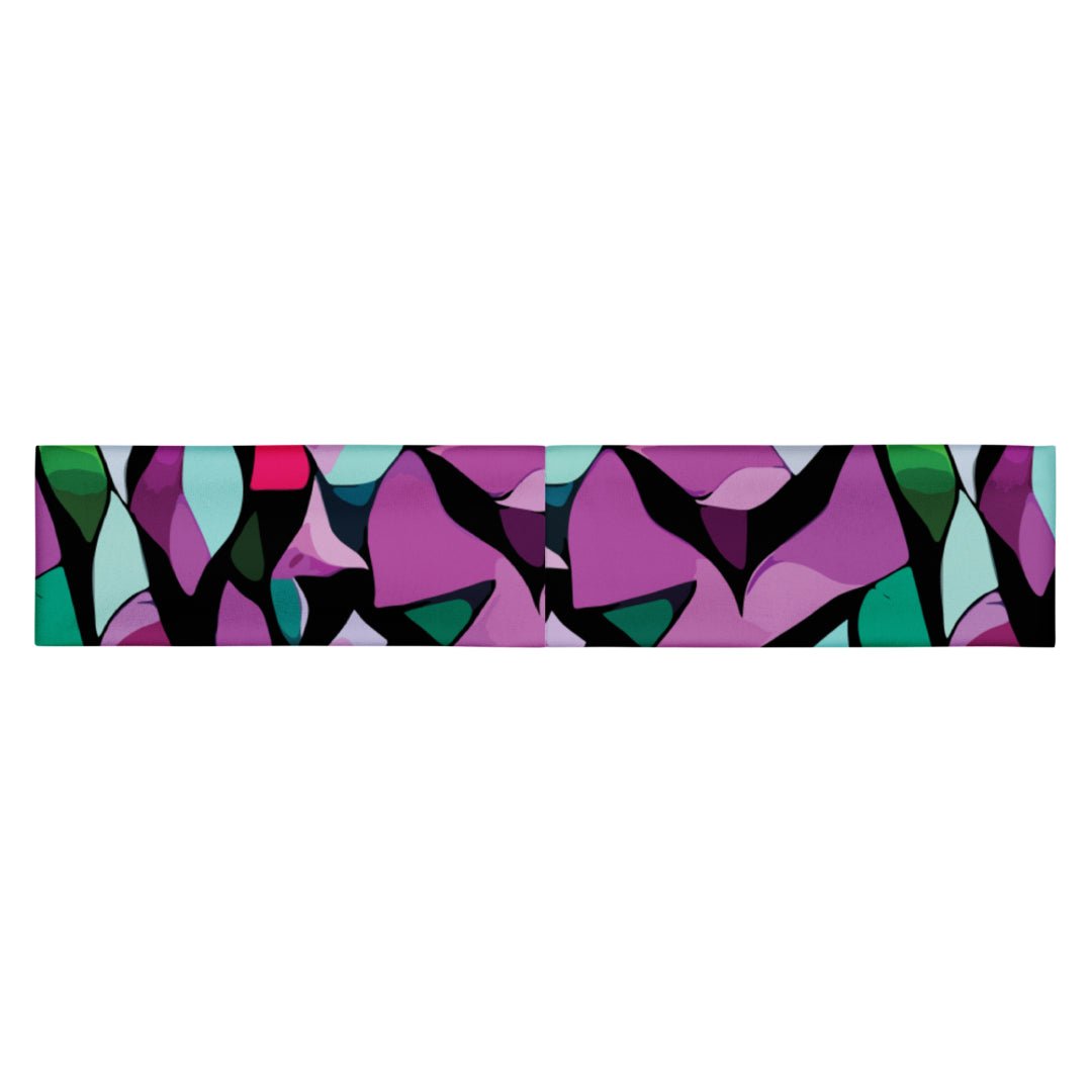 stretchy headband with a purple abstract print by The Gabrielli