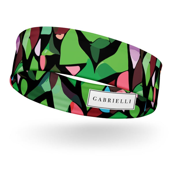 headband in a green abstract print by The Gabrielli