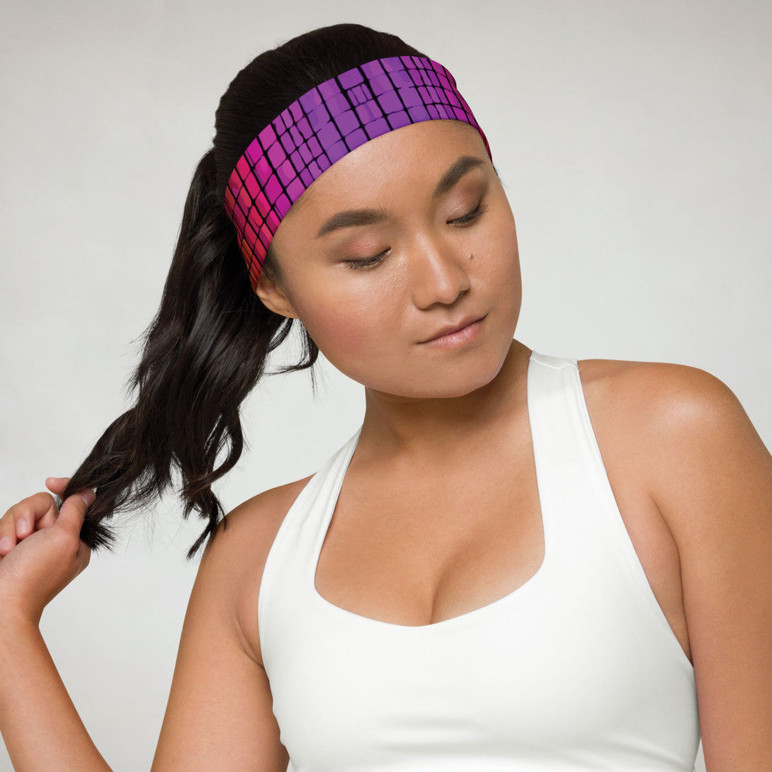 headband with an 80s-inspired rainbow print by The Gabrielli