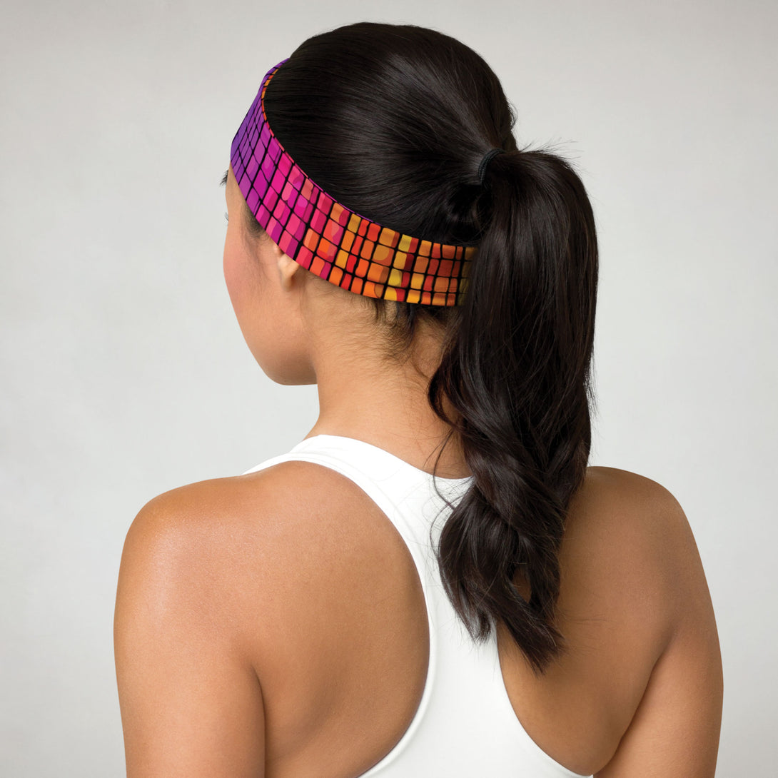 headband with an 80s-inspired rainbow print by The Gabrielli