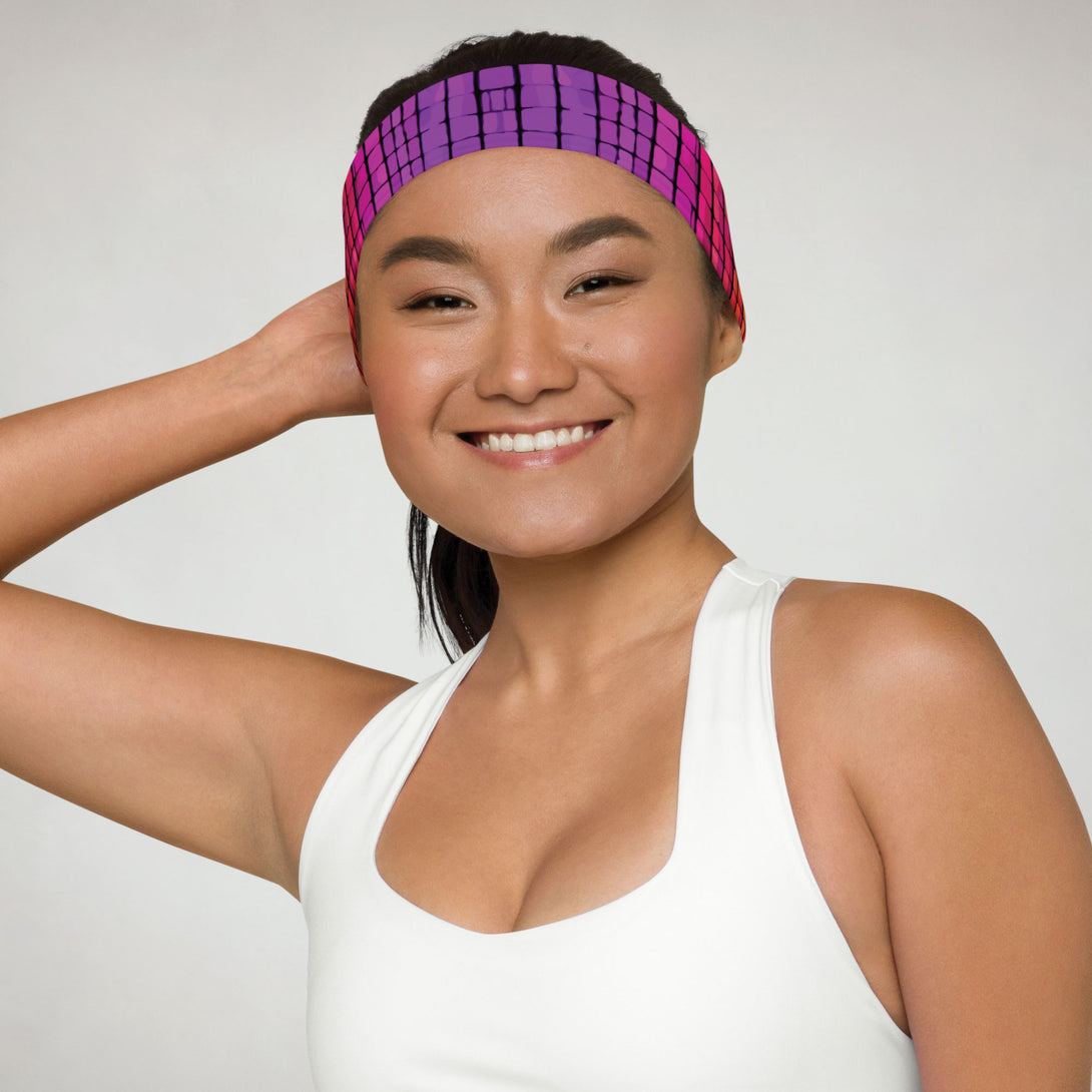 headband with an 80s-inspired rainbow print by The Gabrielli