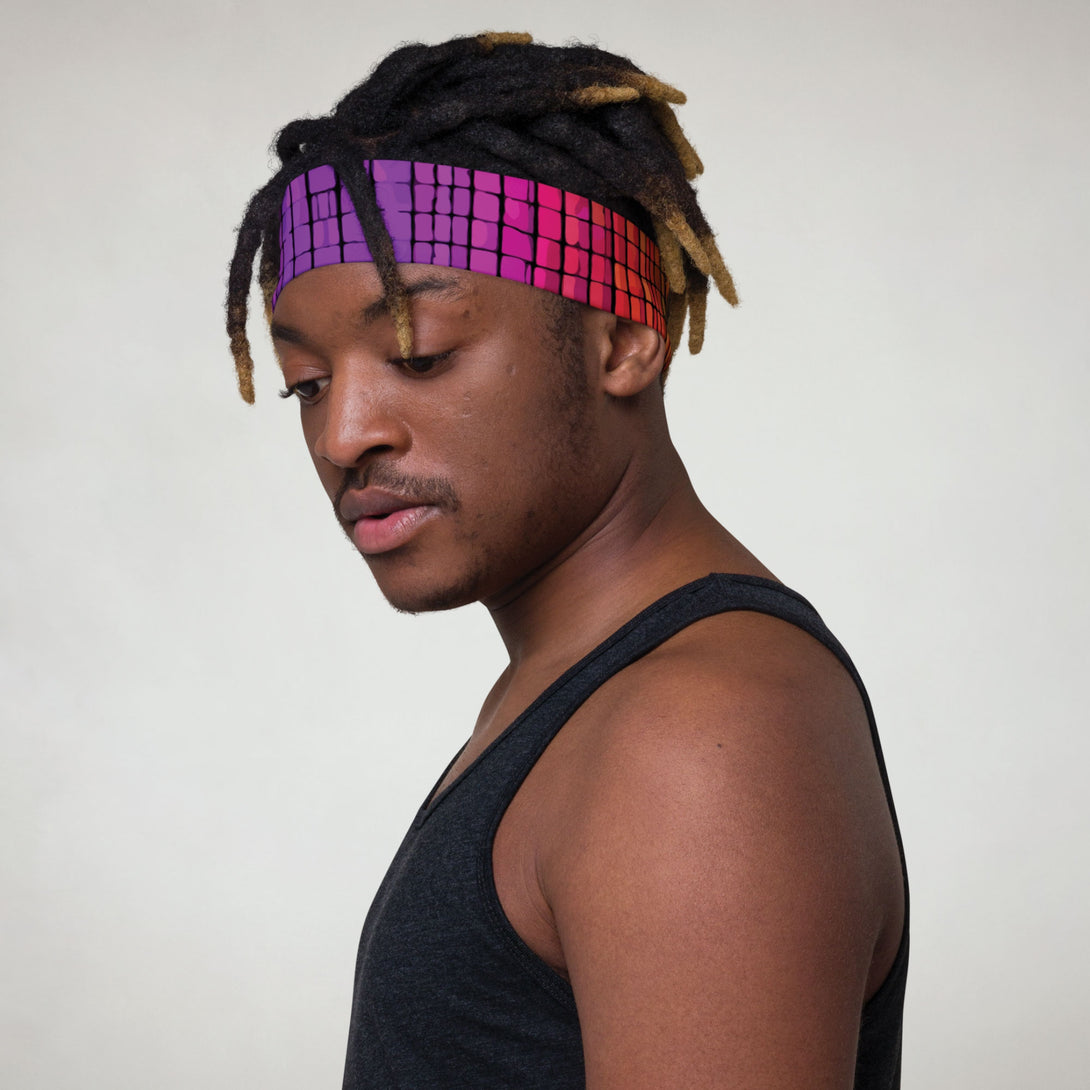 headband with an 80s-inspired rainbow print by The Gabrielli