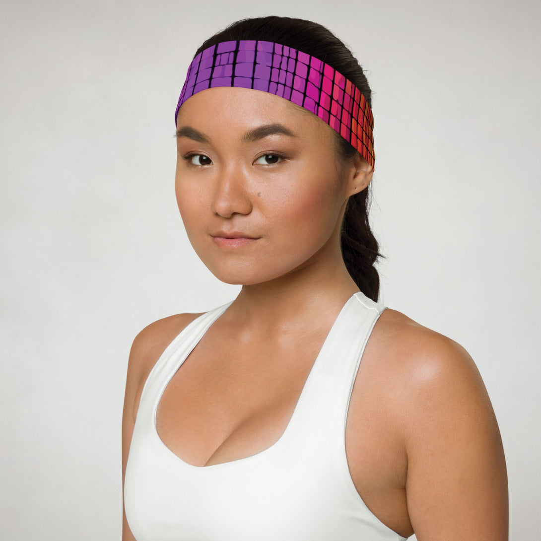 headband with an 80s-inspired rainbow print by The Gabrielli