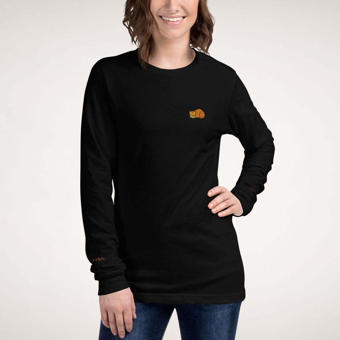 long sleeve shirt orange cat embroidery by The Gabrielli