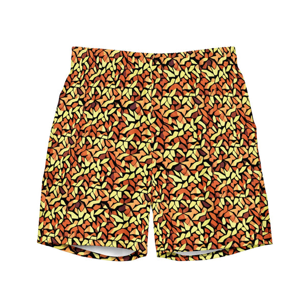 men's swim trunks UPF 50+ with an abstract print in orange, yellow and brown by The Gabrielli