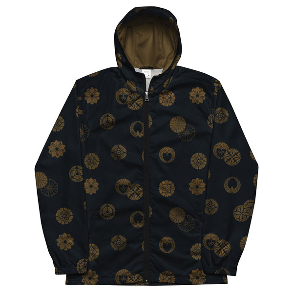 mens windbreaker in black with a designer print by The Gabrielli