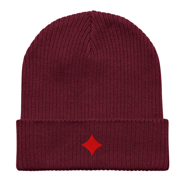 Diamond Organic Cotton Ribbed Beanie