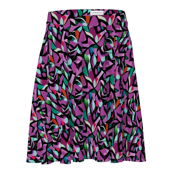 skater skirt with a purple abstract print by The Gabrielli