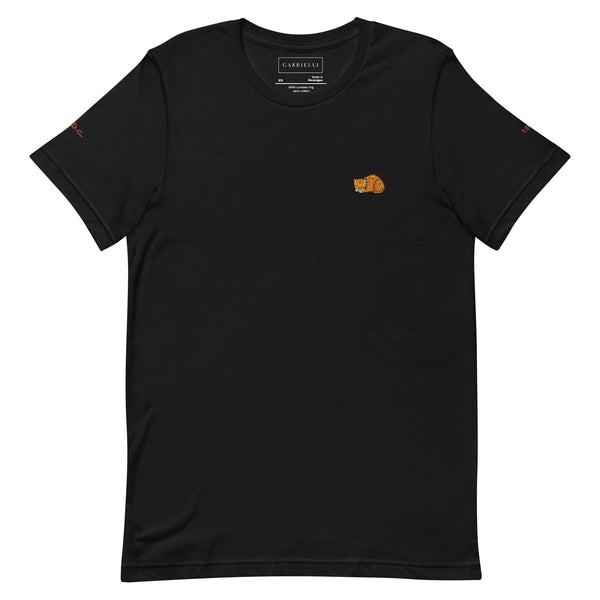 t-shirt with orange cat embroidery by The Gabrielli