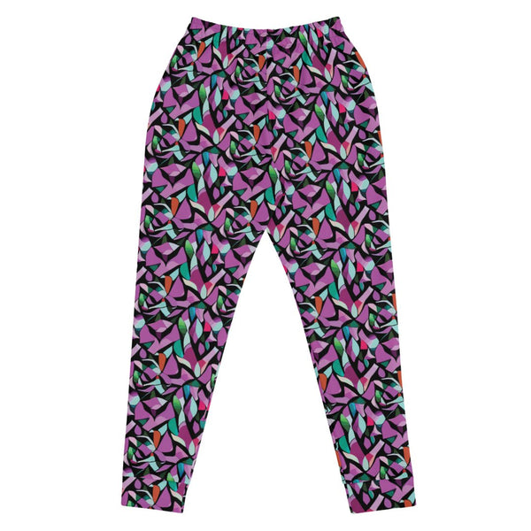 women's joggers with a purple abstract print by The Gabrielli