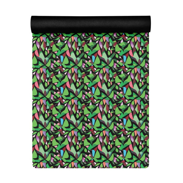 no slip yoga mat in a green abstract print by The Gabrielli